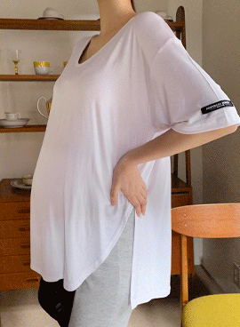 임부복*언발소매라벨 반팔티셔츠